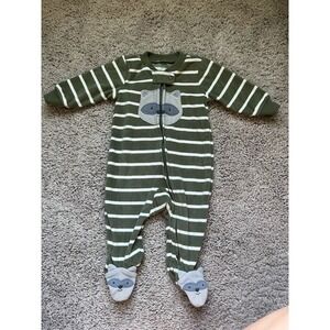 Carter's Striped Fleece Sleeper With Raccoon Size 3m